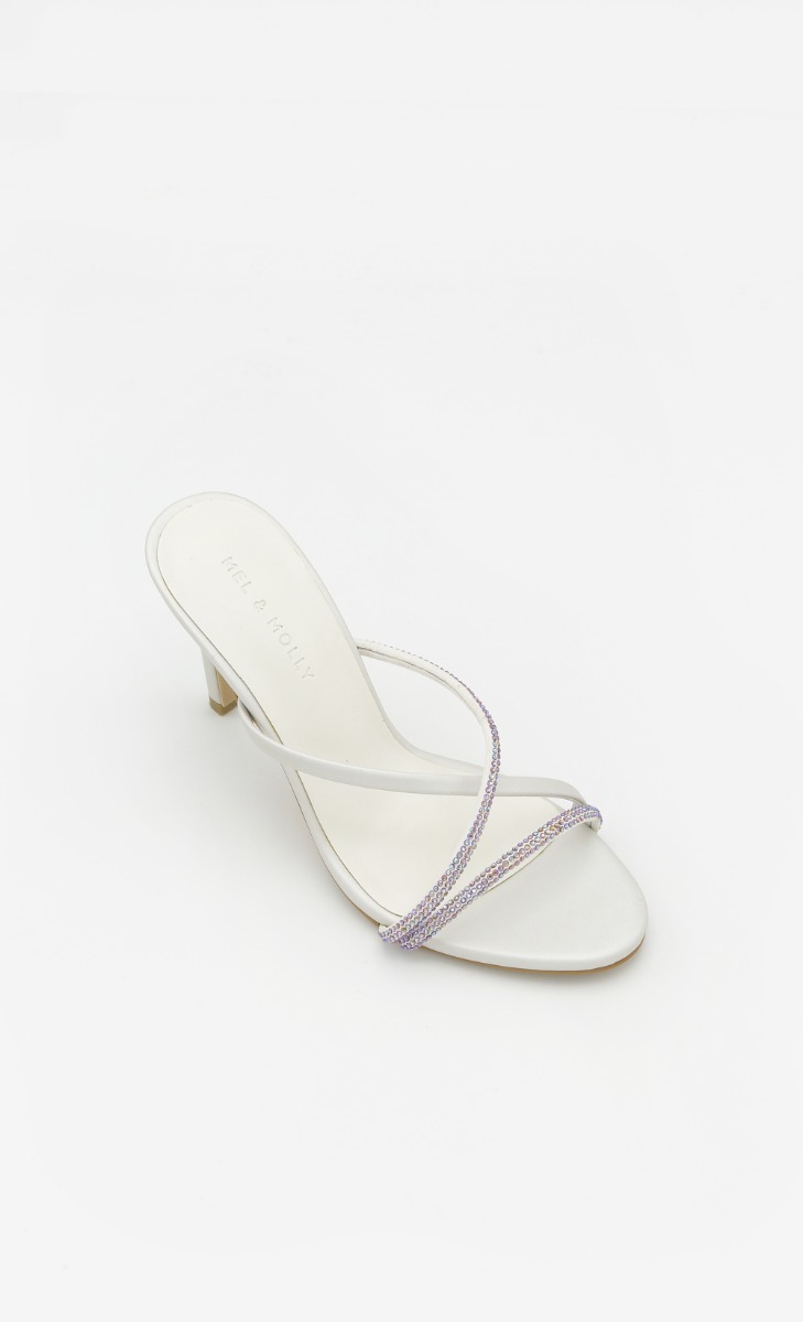 white embellished heels