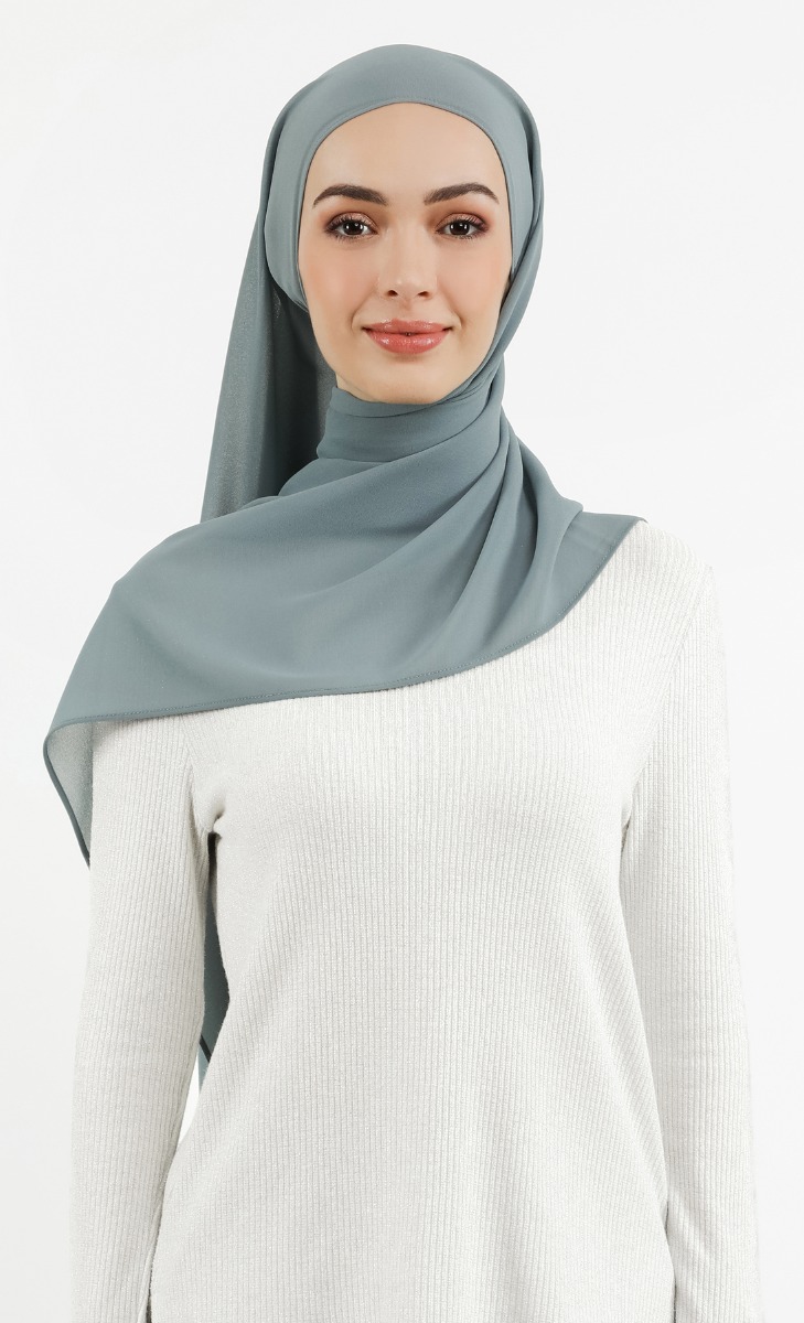 Chicago Chiffon Hijab In Dusty Blue | FashionValet