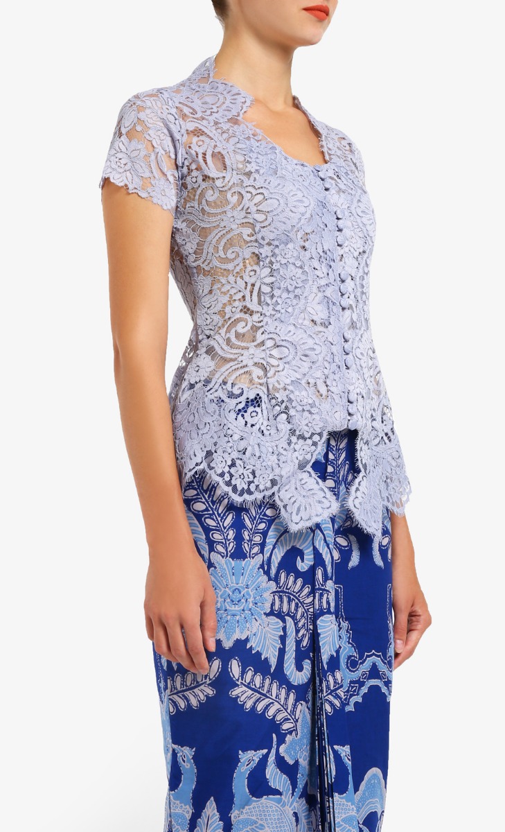  Lace Kebaya  Top in Powder Blue FashionValet