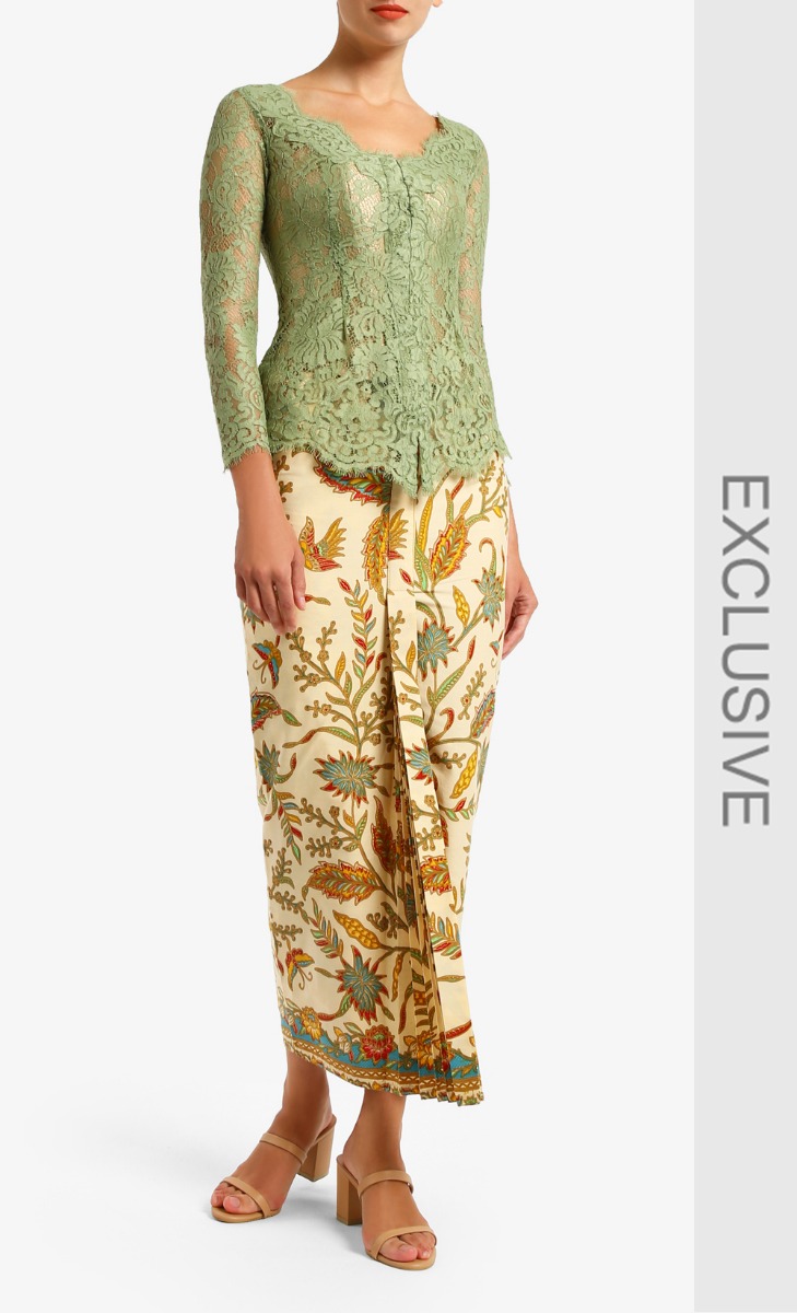 Lace Kebaya Top  in Sage FashionValet