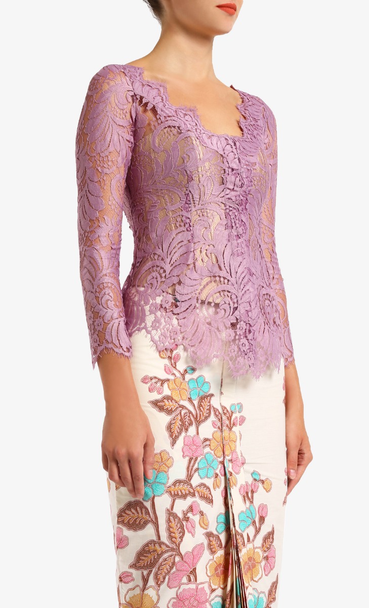 Lace Kebaya Top In Mauve Fashionvalet