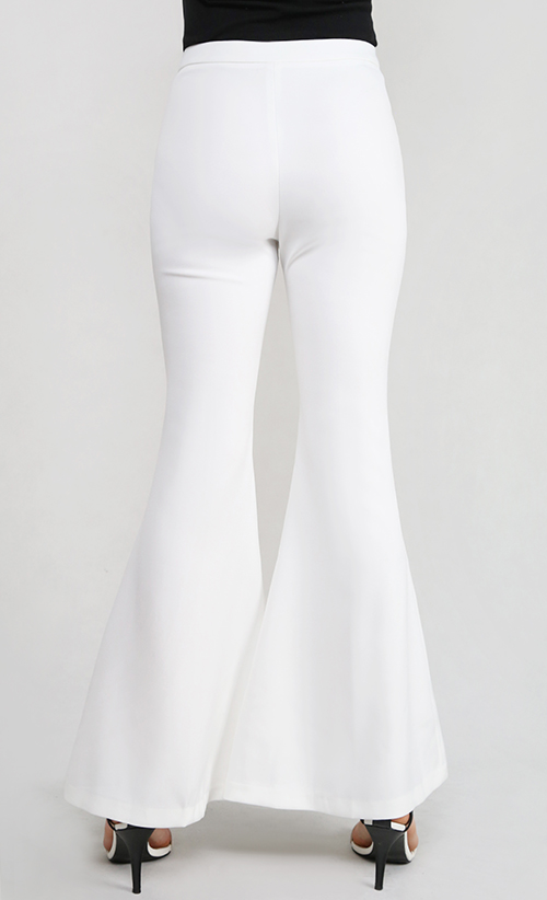 Kerry Bell Bottom Pants in White | FashionValet