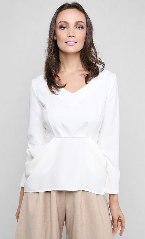 white wrap peplum top