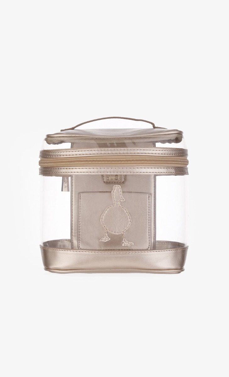 The Clear Vanity Bag In Champagne Fashionvalet