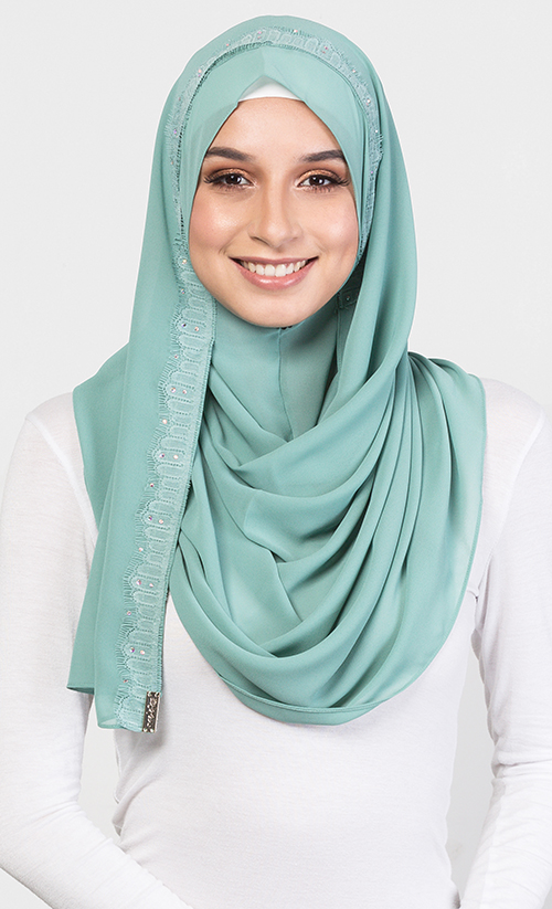 Sonia Instant Shawl In Dusk Green Fashionvalet