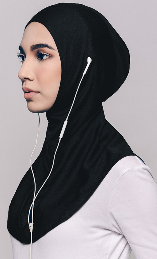 Najwaa Sport Fit Hijab in Black FashionValet