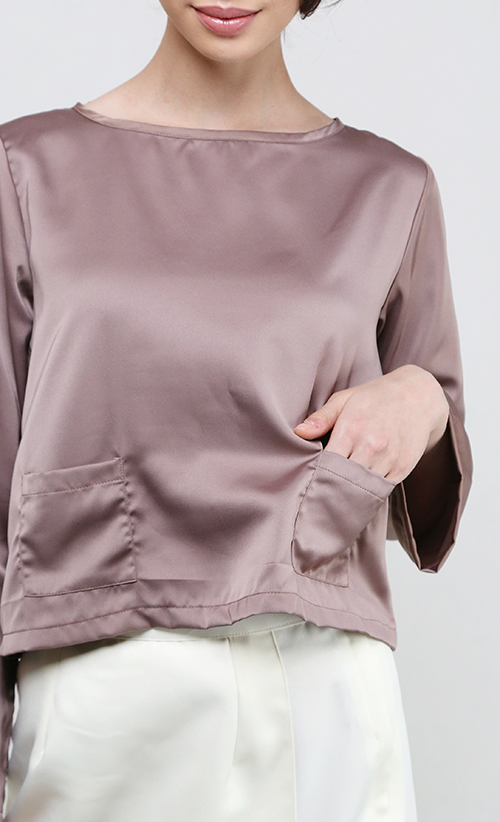 Baju Melayu Crop Top in Brown | FashionValet