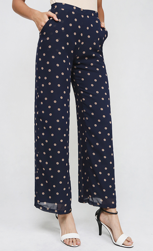 navy chiffon pants