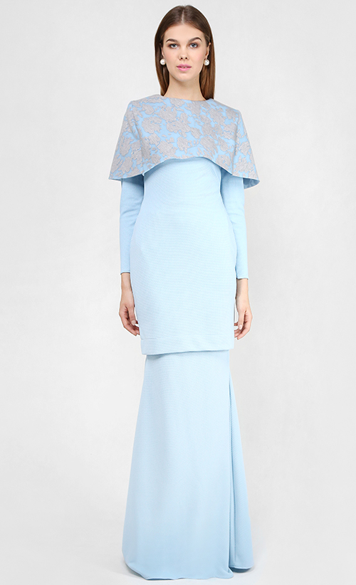 Dina Kurung Set in Powder Blue | FashionValet