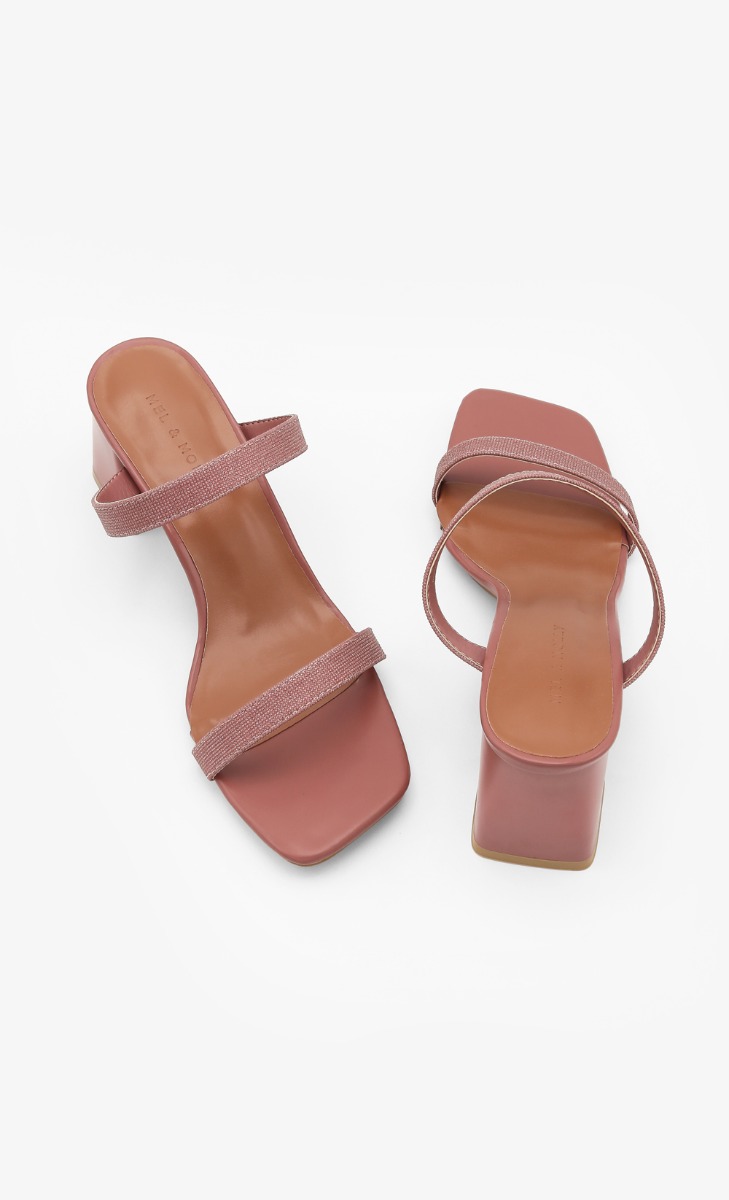 Esther Sandal Heels In Rose Gold 