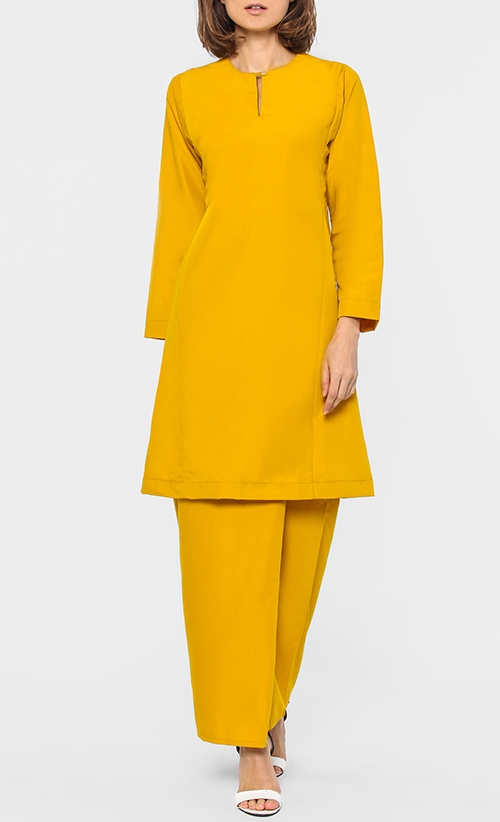 Kurung Pahang Qirana In Mustard Yellow Fashionvalet