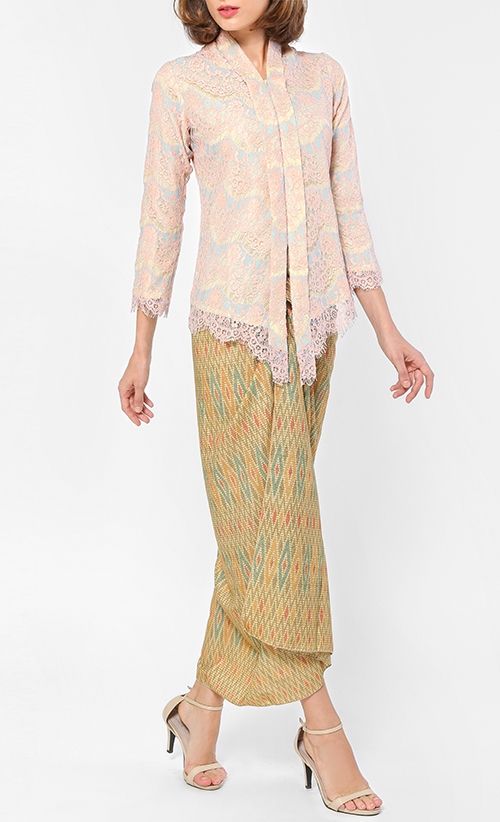  Lace Kebaya  Set in Cream FashionValet