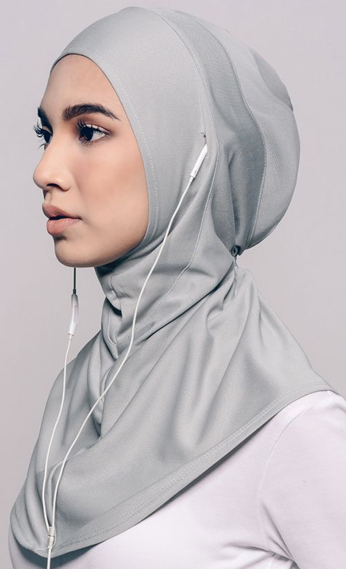 Najwaa Sport  Fit Hijab  in Grey FashionValet