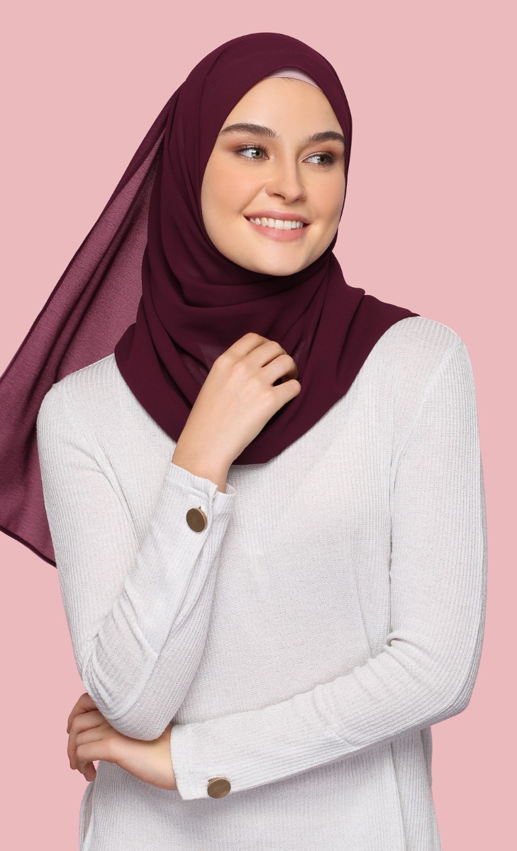 Chicago Chiffon Hijab In Maroon | FashionValet