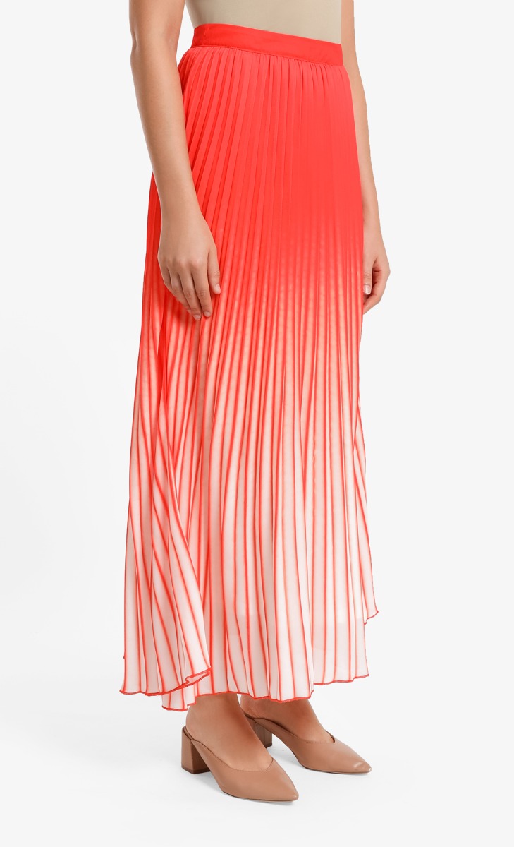Ombre Pleated Skirt in Orange | FashionValet