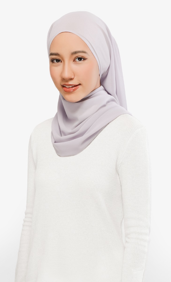 Surabaya Chiffon Lace Hijab in Lavender | FashionValet