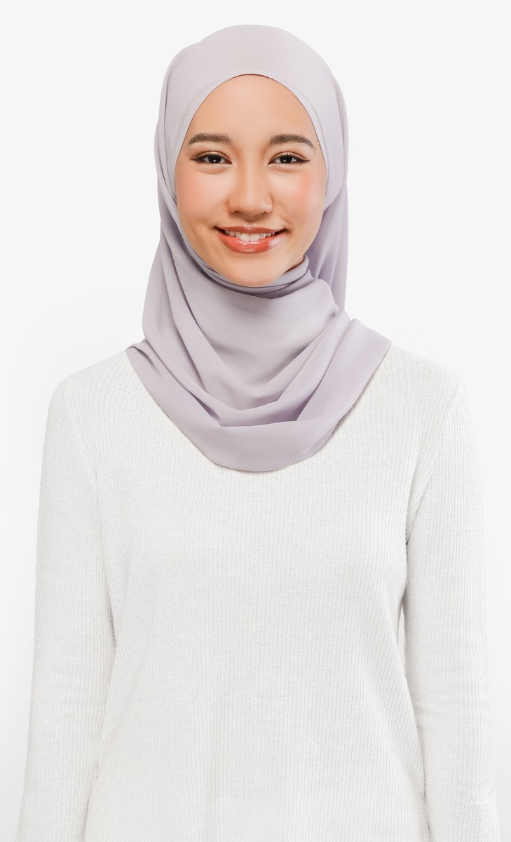 Surabaya Chiffon Lace Hijab in Lavender | FashionValet