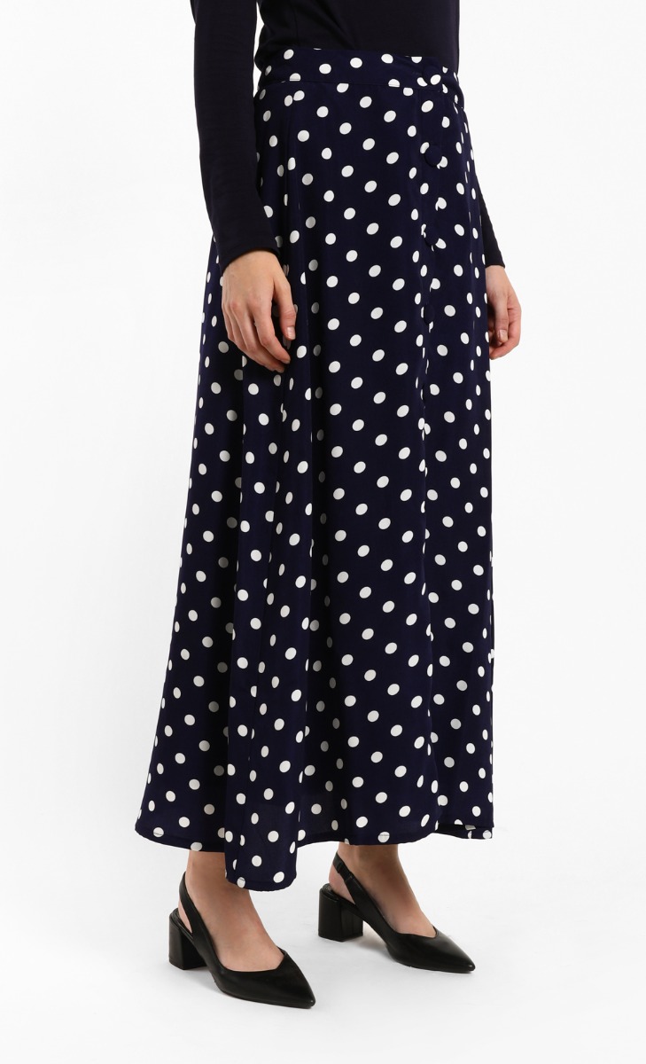 Wallis Polka Dots Skirt In Navy Blue With White Dots Fashionvalet